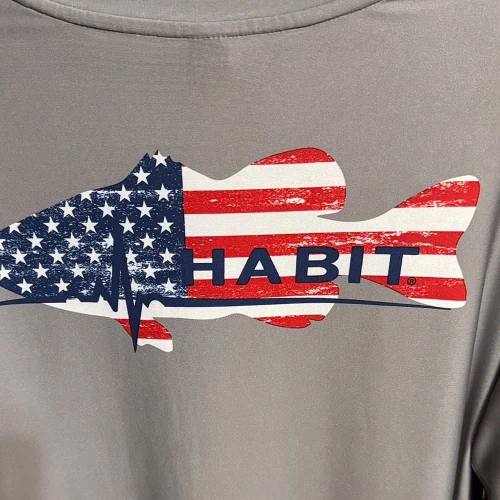 Habit Gray Solar Marina Waves Long Sleeve Tee XL